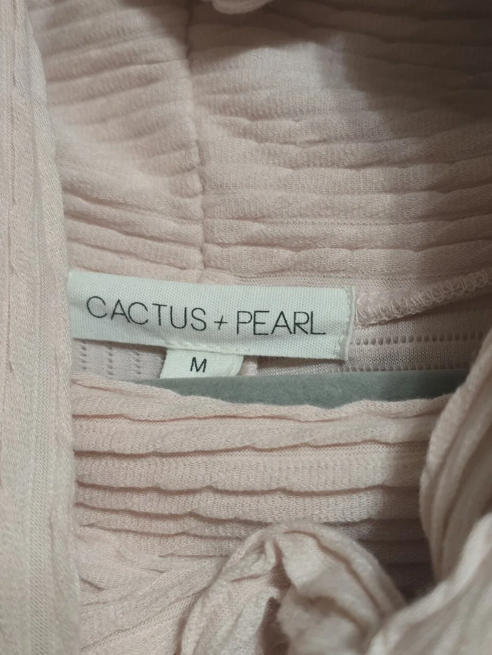 Cactus + Pearl Blush Pink Textured Cowl Neck Tunic Top M